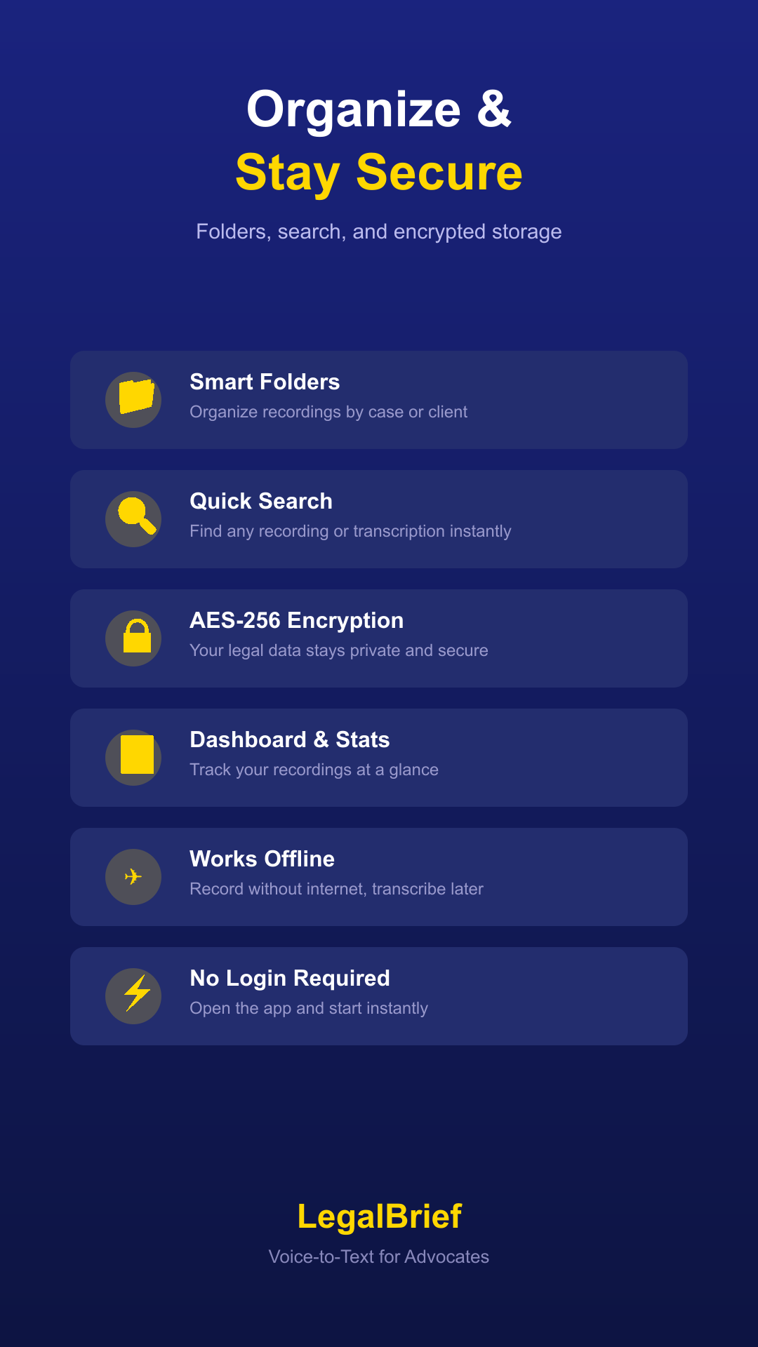 LegalLekh — Organise screen